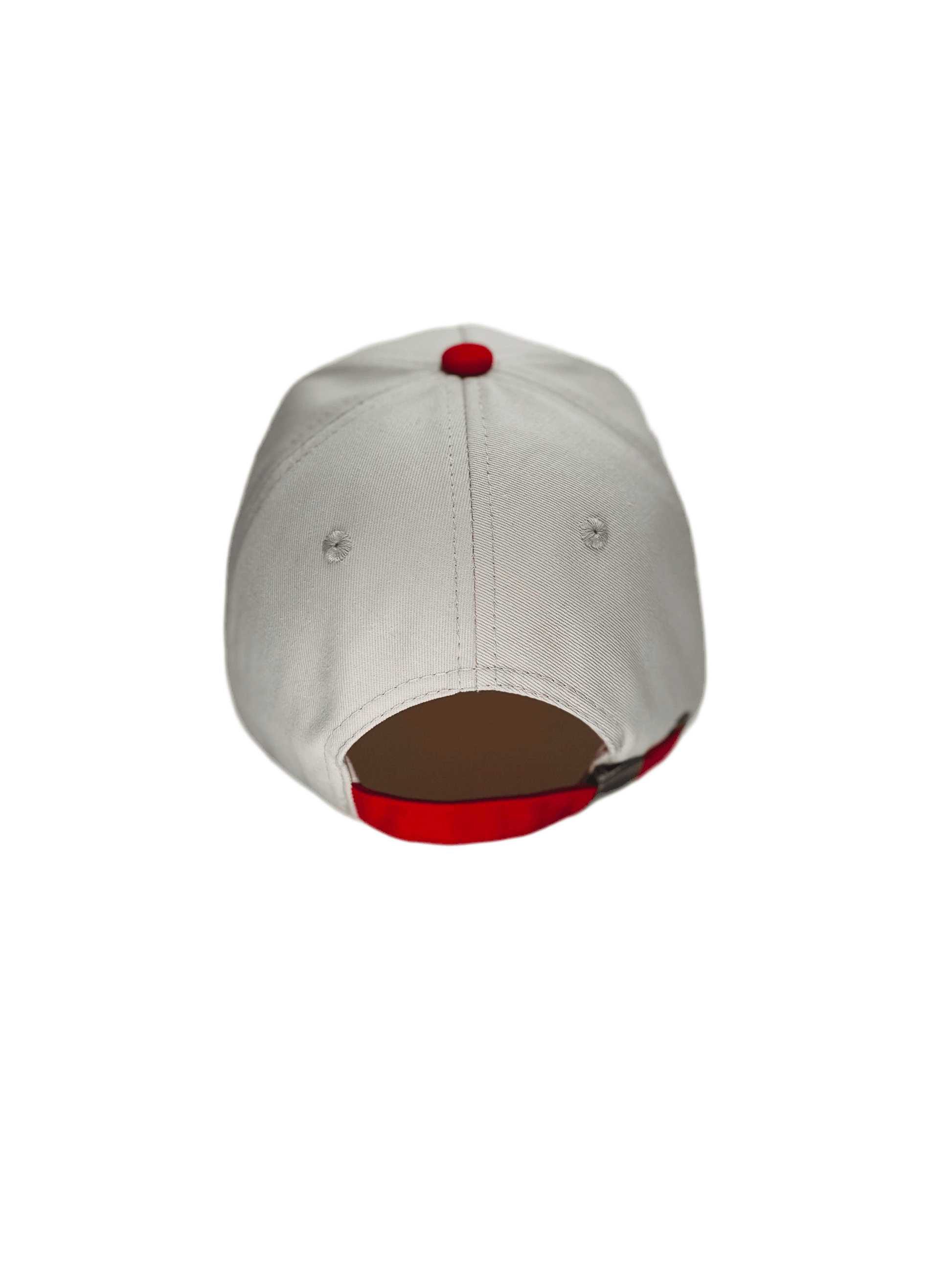 Back view of the Houston Hat Red, featuring adjustable buckle and premium 3D embroidery for lasting style.