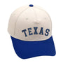 Texas baseball cap with blue brim and premium 3D embroidery, unisex adjustable fit.