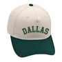 Dallas green cap with premium 3D embroidery, adjustable buckle, unisex fit, available in classic and upside-down styles.