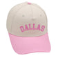 Dallas hat with pink 3D embroidery, unisex design, adjustable fit. Perfect for fans and casual wear.