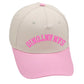 San Antonio upside down hat with pink bill and embroidered logo, adjustable fit, unisex design for style and comfort.