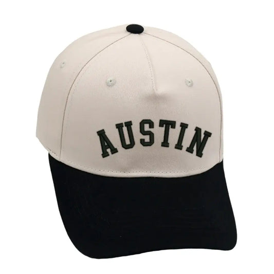 Austin Hat Black with 3D embroidery, adjustable fit, unisex design, stylish cap for Texas enthusiasts.