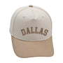Dallas hat in khaki with premium 3D embroidery, adjustable buckle, one size fits all, unisex design.