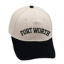 Fort Worth black hat with premium 3D embroidery, adjustable fit, unisex design, and classic style.