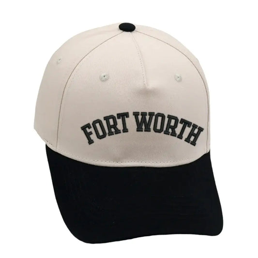 Fort Worth black hat with premium 3D embroidery, adjustable fit, unisex design, and classic style.