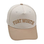 Fort Worth khaki hat with premium 3D embroidery and adjustable buckle for a perfect fit.