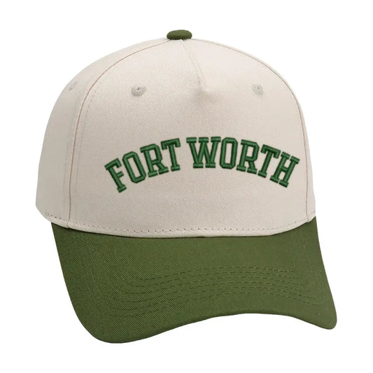 Olive Fort Worth hat with premium 3D embroidery, adjustable buckle, and unisex design, perfect for lasting comfort.