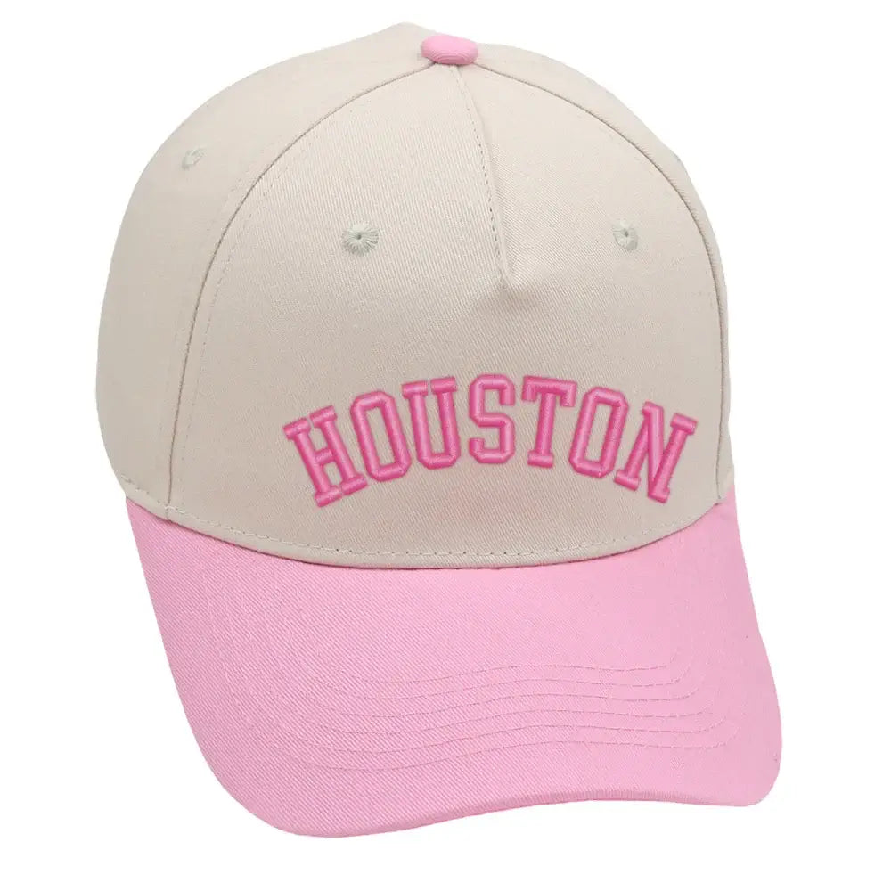 Houston Hat in pink with premium 3D embroidery and adjustable buckle for a perfect fit.