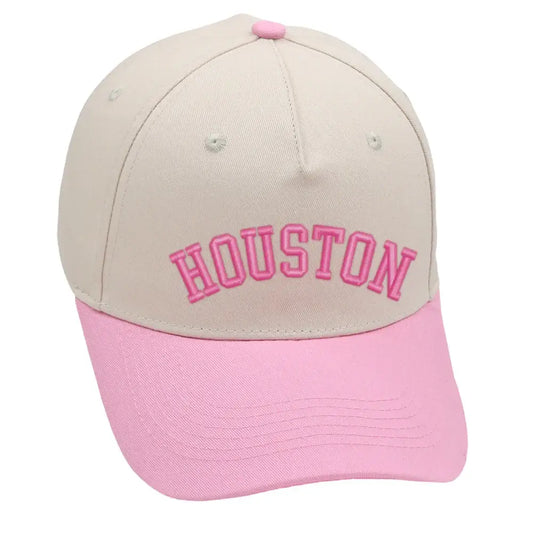 Houston Hat in pink with premium 3D embroidery and adjustable buckle for a perfect fit.