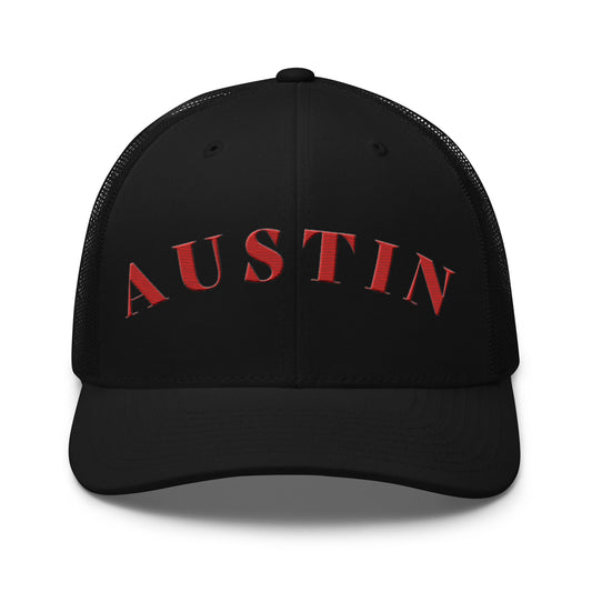 Austin Trucker Hat Black | Red