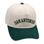 San Antonio hat in green with premium 3D embroidery, adjustable buckle for a perfect fit, unisex design.