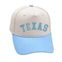Sky blue Texas hat with premium 3D embroidery, adjustable buckle, and unisex fit. Ideal for stylish comfort.