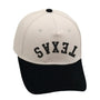 Texas Upside Down Hat in Black and Cream with premium 3D embroidery, adjustable fit, unisex design.