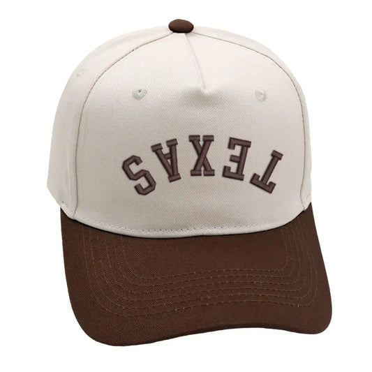 Texas Upside Down Hat Espresso, unisex design with premium 3D embroidery, adjustable for all sizes.