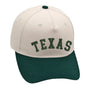 Texas hat in green and beige with premium 3D embroidery. Unisex design, adjustable buckle for a perfect fit.