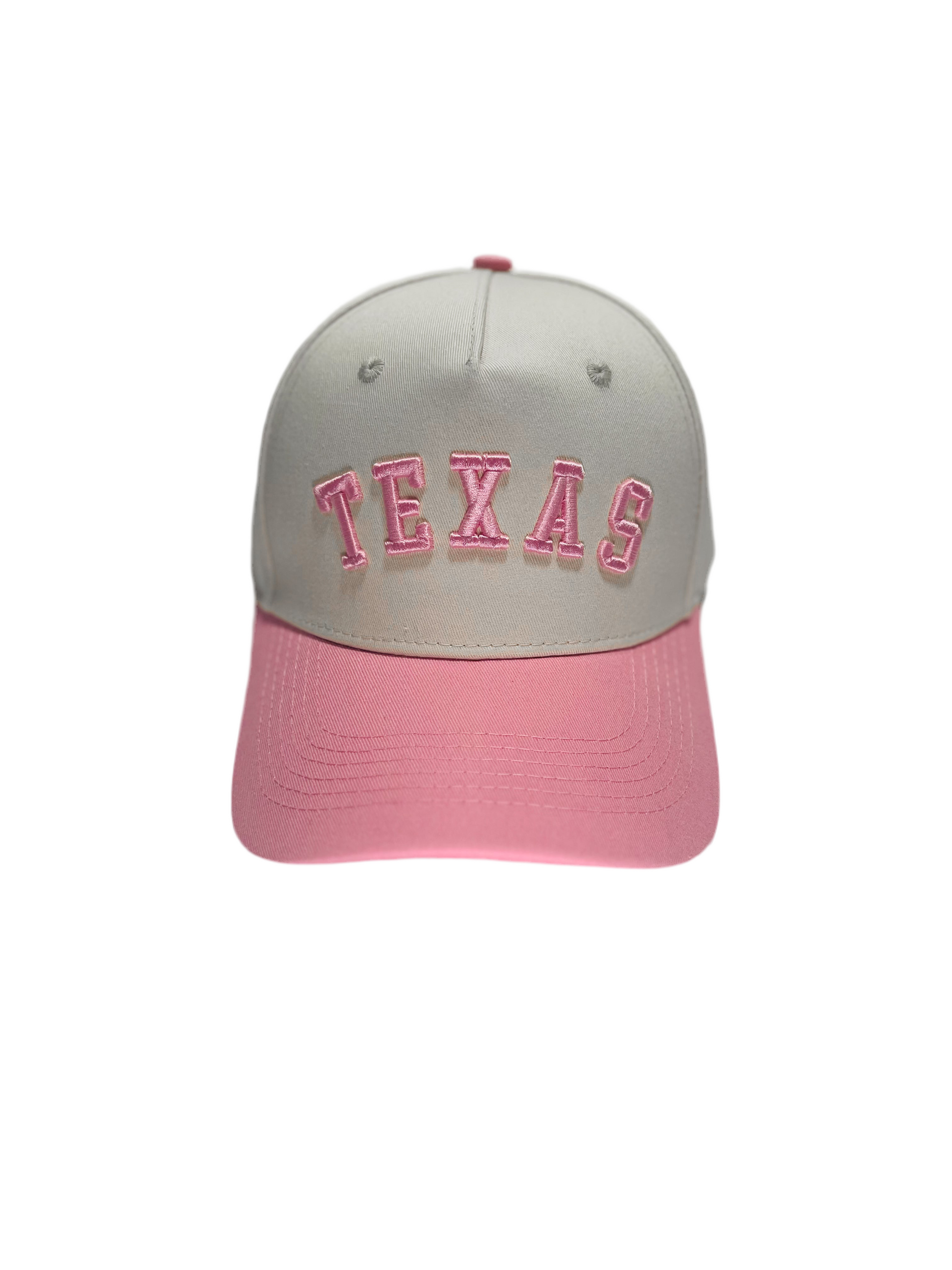 Texas pink hat with premium 3D embroidery, adjustable fit, unisex design for lasting comfort and style.